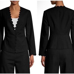 Rebecca Taylor Black Scalloped Suit Jacket